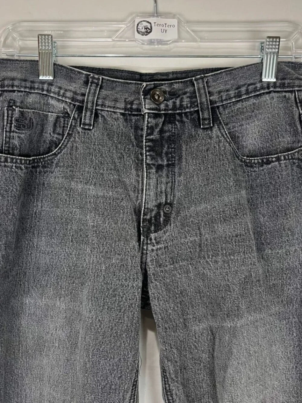 GUC Sean John Jeans Boys Dark Gray Distressed Straight Leg Denim Pants Size 16